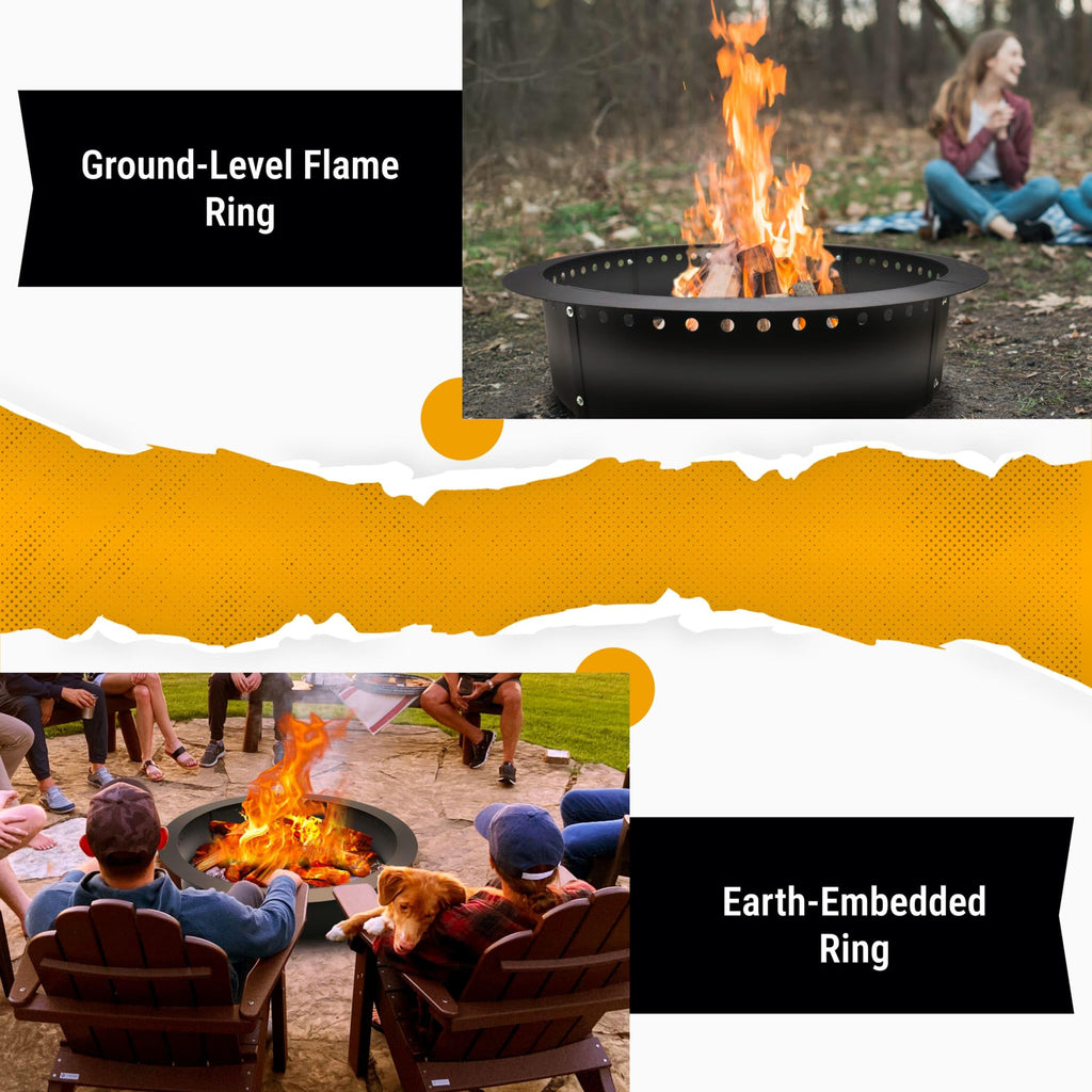 45" x 39" Smokeless Fire Pit Ring - Portable Steel Liner