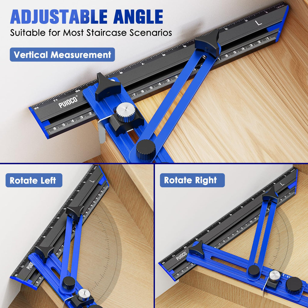 Stair Tread Template Tool with Triangular Brace and Edge Flip Stops