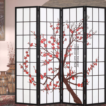 Japanese Room Divider Panel, 6ft Folding Privacy Divider, 4 Panels