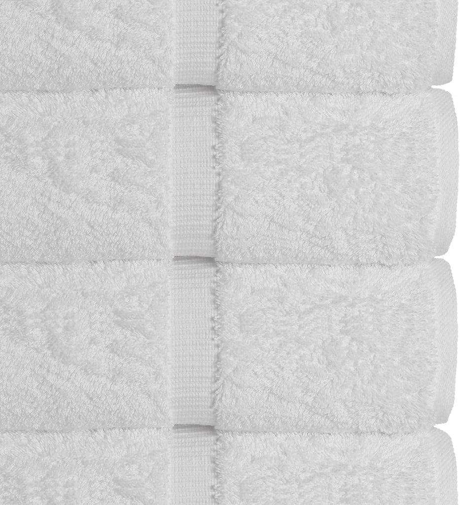 4 Piece Bath Towel Set, 100% Cotton Luxury Turkish Towels , Soft Absorbent Bath Towels, 27 x 54 Inches, White