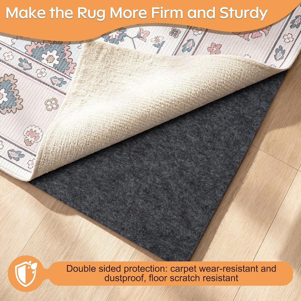 Felt Rug Pad - 1/8 8x10 Thick Foot Extra Large Area Liner for All Floors and Trims, Thick Pad for Hardwood Floors