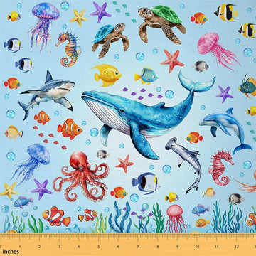 Sea Animals Fabric by The Yard 2 Yard Ocean Creature Themed