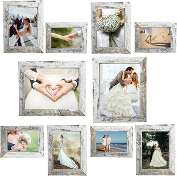 Picture Frame Set 10 pack, Farmhouse Photo Frames, Gallery Wall Frame Collage, 8x10 5x7 4x6 Frames in 3 Different - Set of 10