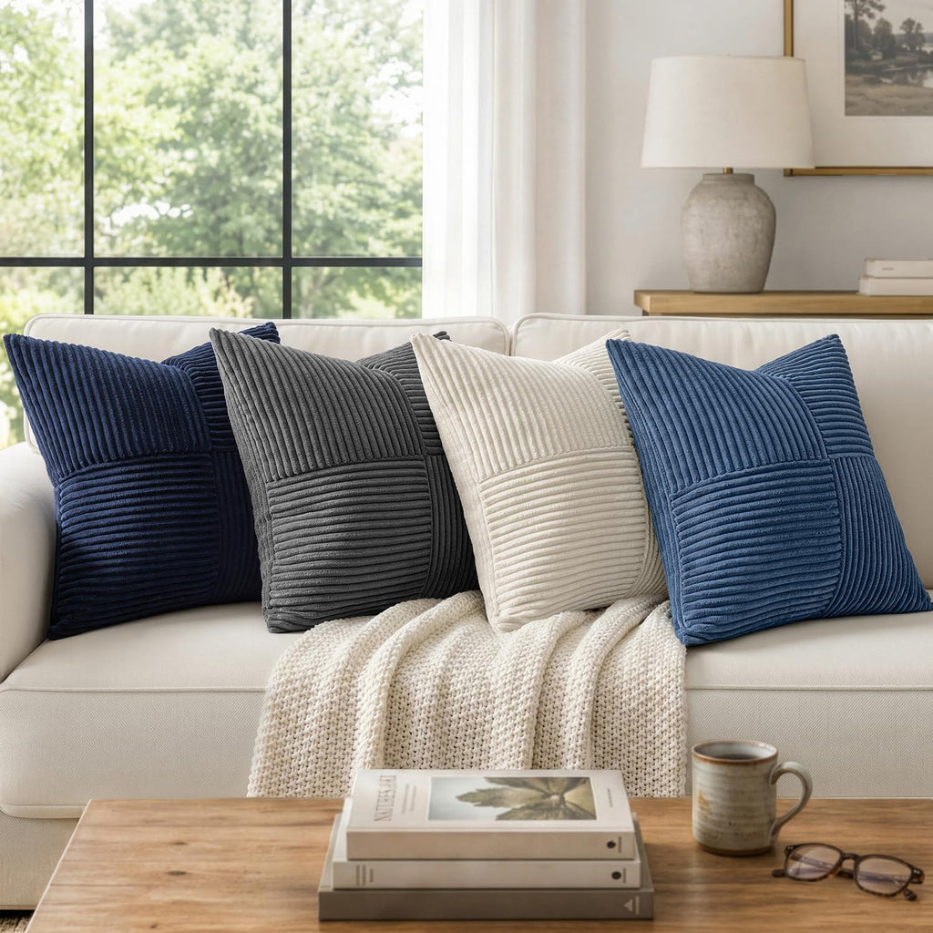 Grey Decorative Euro Sham Pillow Covers 24x24 Inch 2 Pack