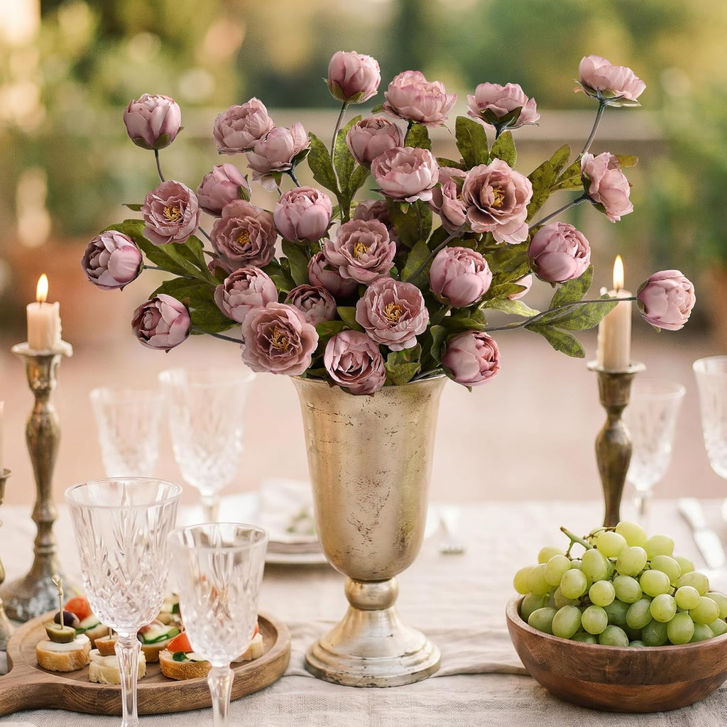 Faux Peonies Artificial Flowers for Vase - Set of 6