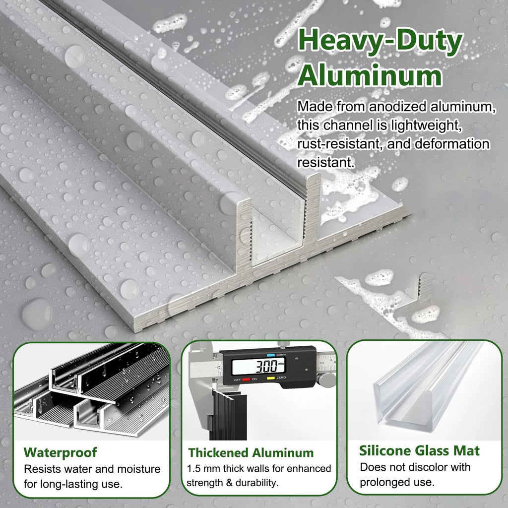 F/T Shape Glass Railing Base Rail Channel Black, Aluminum U Channel Profile