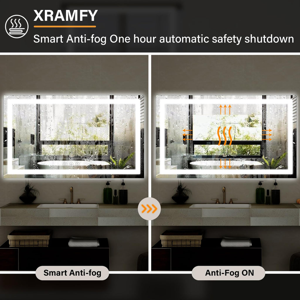 40"X60"LED Bathroom Mirror, Backlit + Front Lit Wall Mirror