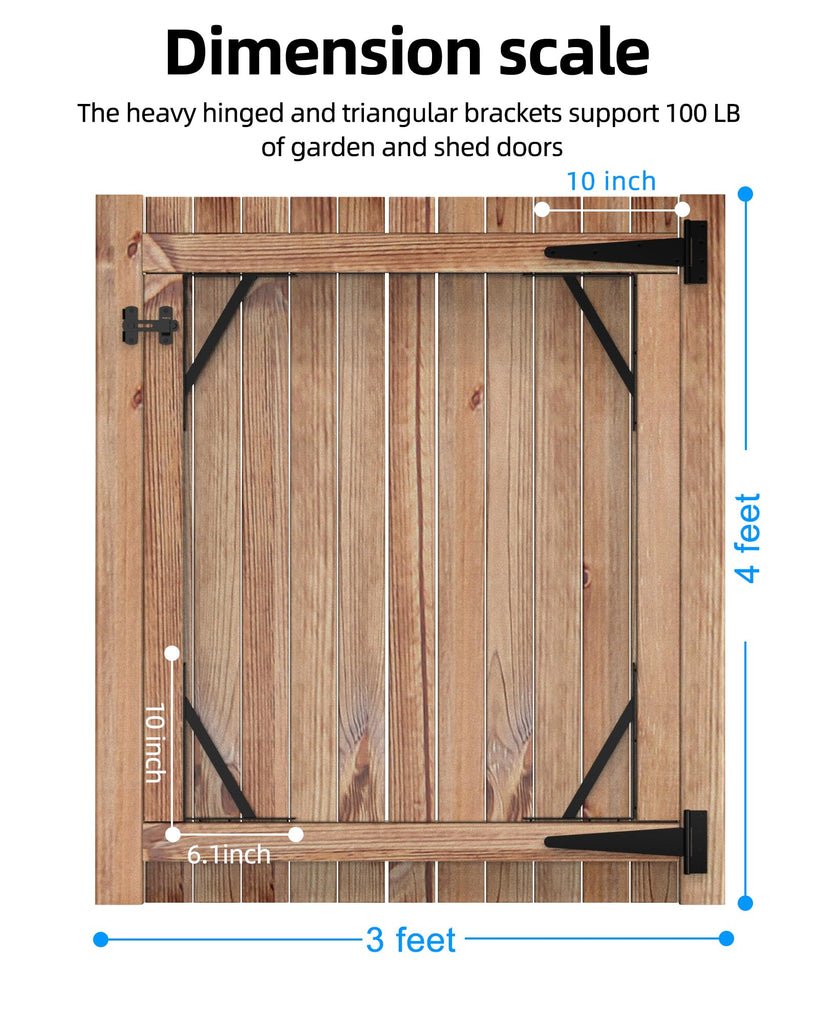Fence Gate Frame Kit with 10 inch Heavy Duty Hinges, Gate Corner Brace Bracket Heavy Duty Kit, Fence Gate Kit, Gate