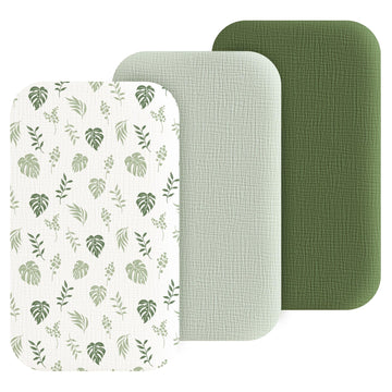 3 Pack Cotton Muslin Baby Bassinet Fitted Sheet for Bedside Sleeper