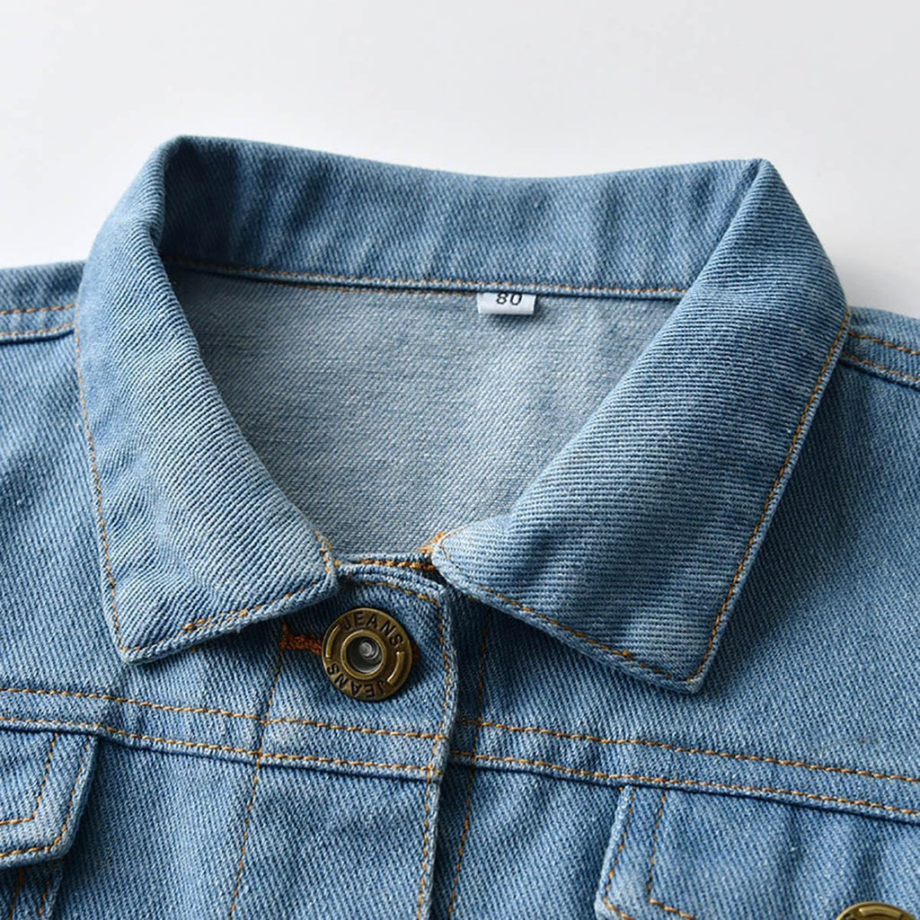 Toddler Baby Boy Girls Denim Jacket Button Down Basic Ripped Hoodie Jeans Coat Kid Cowboy Outwear Casual Clothes
