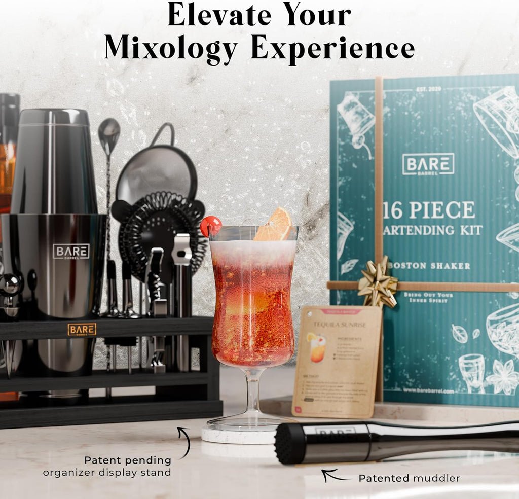 Mixology Bartender Kit Bar Set | 16-Piece Cocktail Shaker Set | Martini Barware Mixing Tools Bartending | Incl. 35 - Set of 16