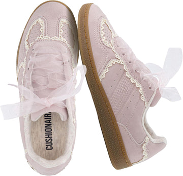 Belinda Lace Detail Casual Sneakers for Girls - Ribbon Lace-Up Girls Shoes with Soft Cushion Support