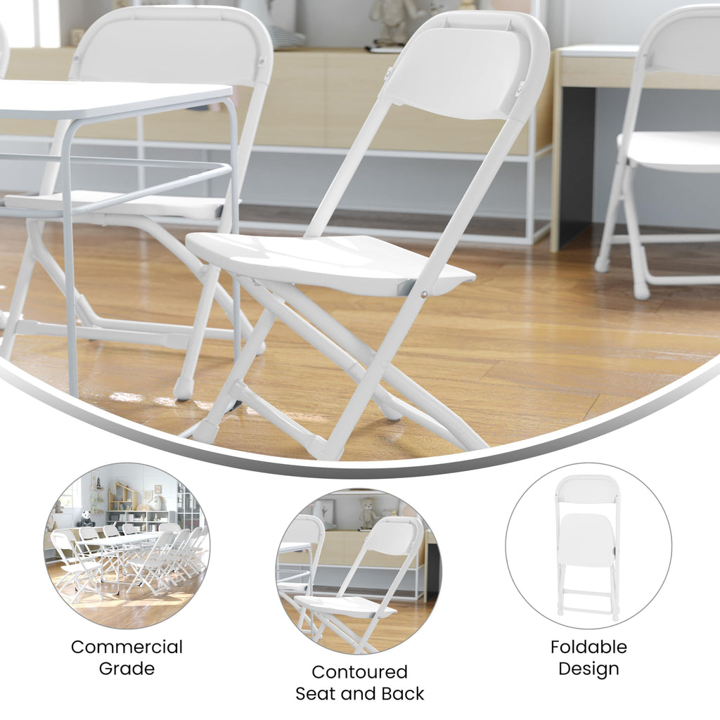 2 Pack Kids White Plastic Folding Chair