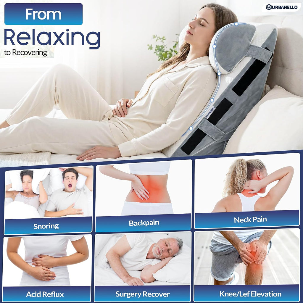 3pcs Adjustable Wedge Pillow Set for After Surgery, Orthopedic Pillow for Acid Reflux, Snoring & Sleeping Problems