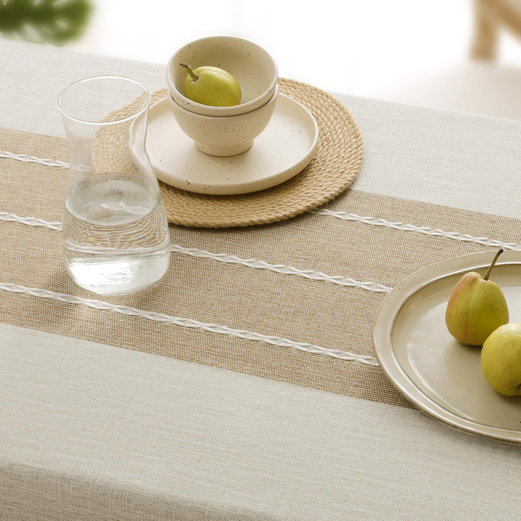 Fall Linen Square Tablecloth with Tassel, 55 x 55 Inch