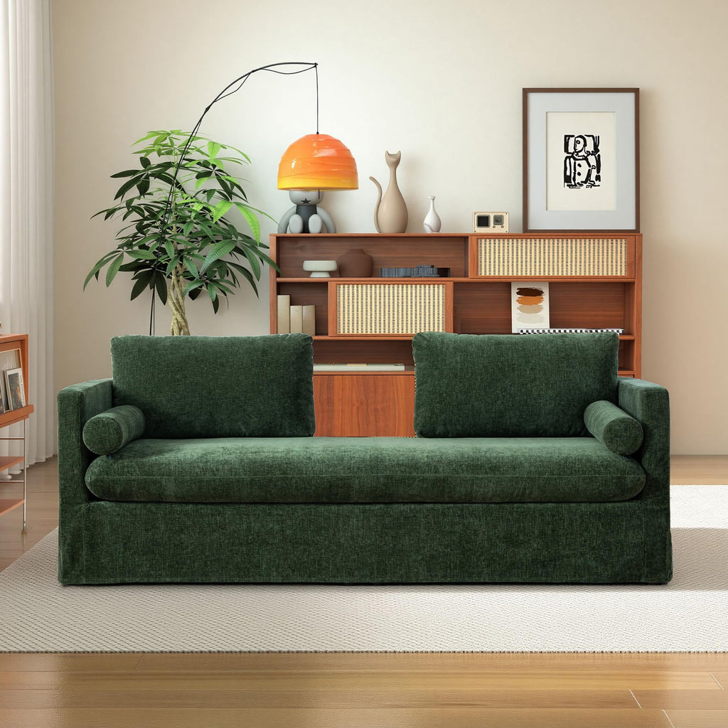 82.68" Oversized Chaise Lounge Indoor Modern Upholstered 2-Seater Daybed Sofa Bench with Pillows & Armrests Lounge