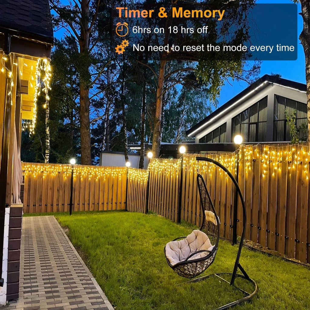 132ft Icicle Lights for Outside - 1280 LED Christmas Lights Warm White