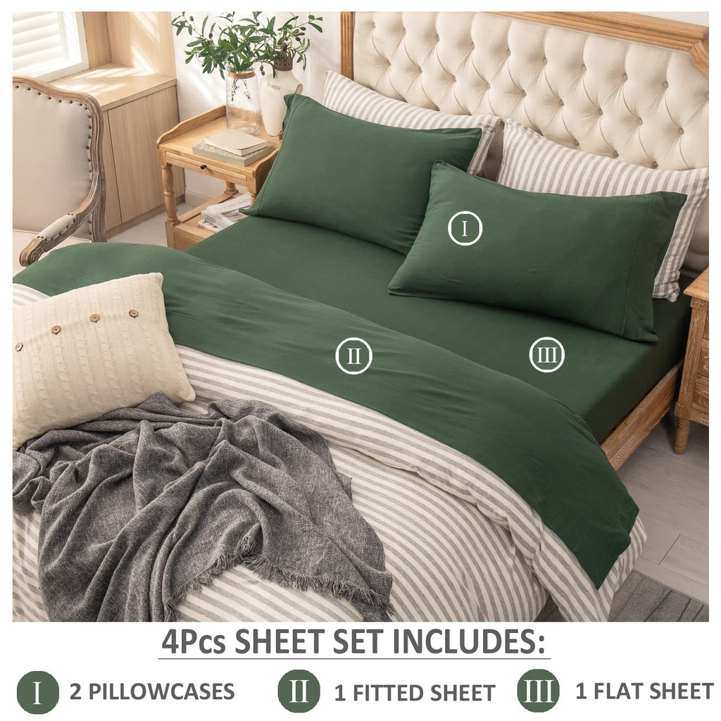 Jersey Knit Sheet Set Solid Forest Green California King