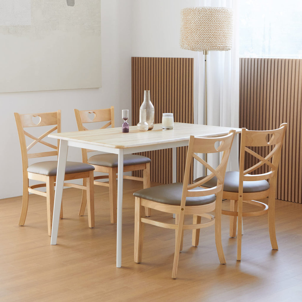 Canberra 47.2" Rectangular Wooden Dining Table/Mid Century Modern Malaysian Oak Kitchen Table (Natural-White) Table