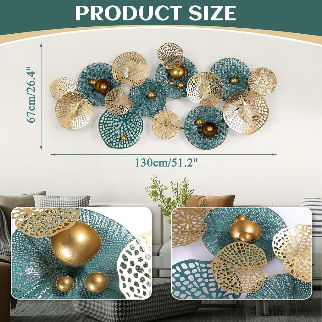 3D Large Metal Wall Art 51"x26" Stacked Flower Wall Decor