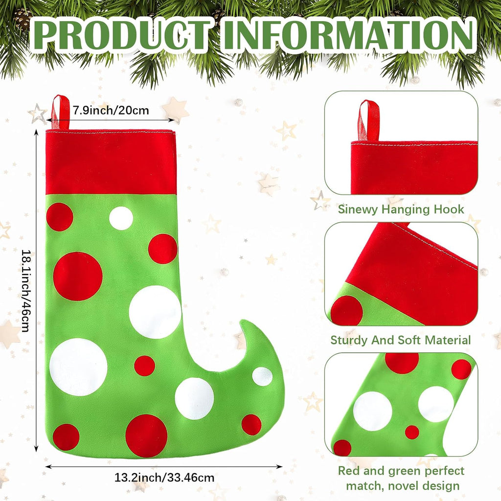 Inch Large Elf Christmas Stockings Red Green Xmas Decor - Set of 8