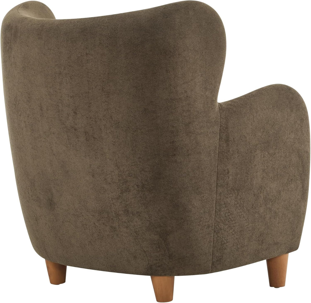 Auden Wingback Accent Chair, Fabric Club Chair, Velvet Upholstered Armchair, Curved Backrest Single Sofa, Soft