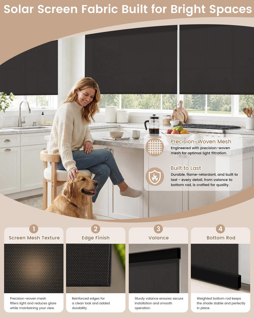 Motorized Blinds with Remote - Motorized Sunscreen Solar Shades