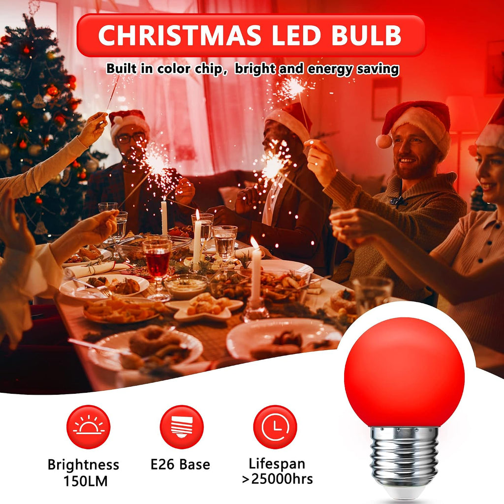 G45 LED Red Light Bulb 15W Equivalent 1W, 150LM Mini Edison E26 Base Bulb