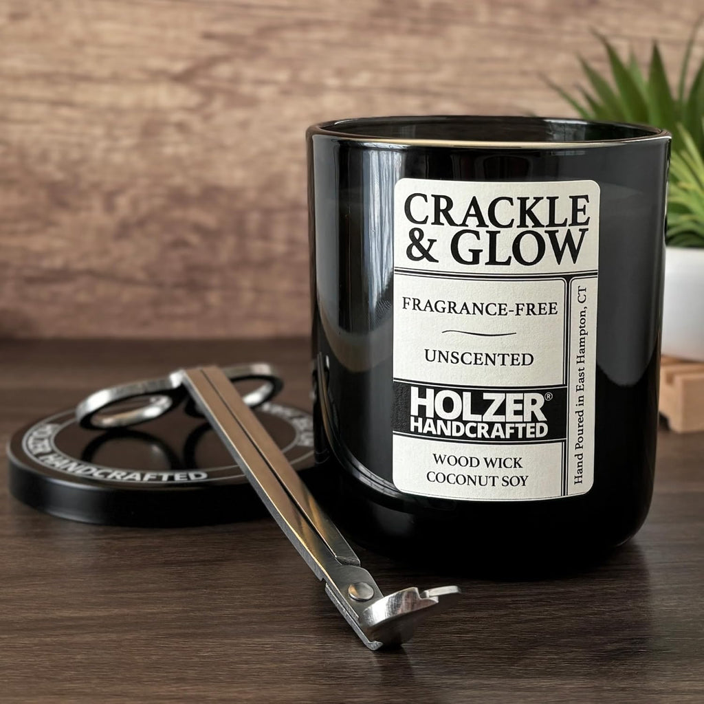 Unscented Candle Wood Wick | Fragrance-Free | Coconut Soy Wax | Clean Burn | Handpoured by , 80 Hour Burn Time, 1