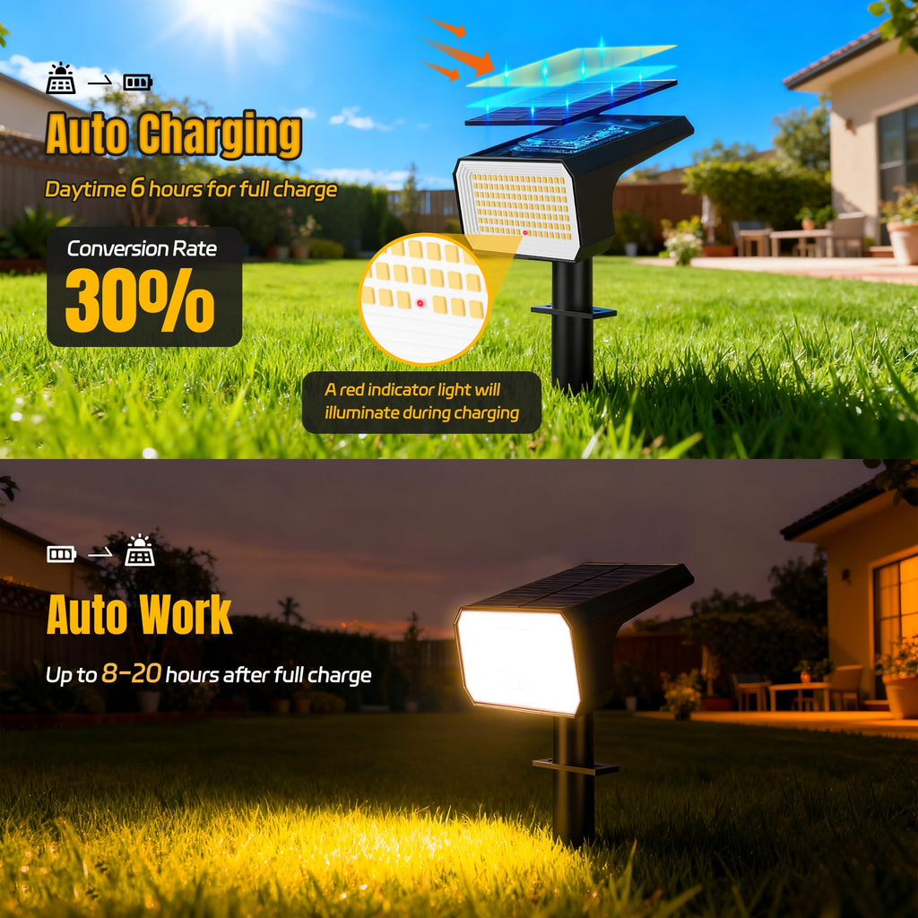Solar Spot Lights Outdoor Waterproof, 6 Pack, 118 LED Warm White