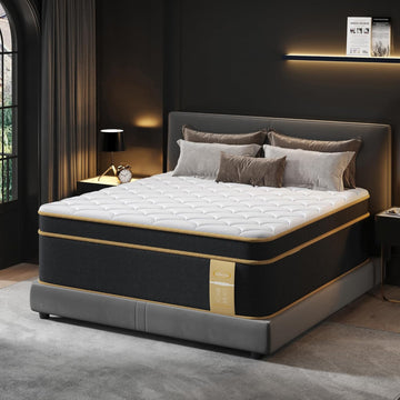 Luxury King Size Mattress 12 Inch, Hotel-Level Hybrid Mattress King Size Bed in a Box, Gel Memory Foam & 7-Zone