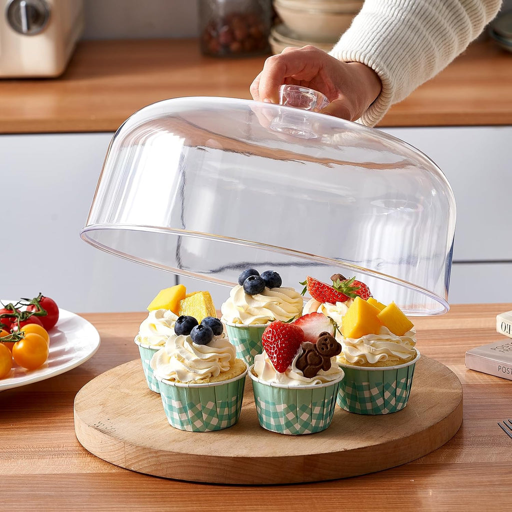 11-inch Plastic Acrylic Cake Dome Cover, Suitable for Cake Stand Plates Transparent Cake Cover(Transparent Handle)