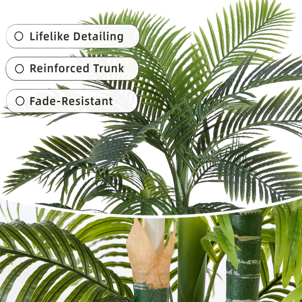 6FT Artificial Golden Cane Palm Tree with 3 Trunks, Set of 2