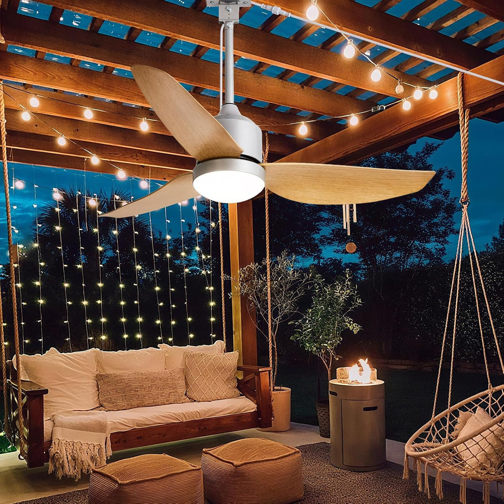 42 Inch Nickel Waterproof Gazebo Fans with Lights Outdoor Hanging - Plug in Remote App Control for Patio Indoor Farmhouse Porch - 6 Speed Reversible DC Motor A101-B0F4NL1X3C