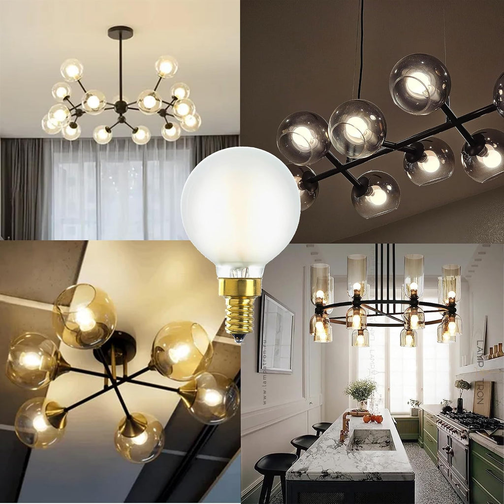 E12 LED Bulb Dimmable 4W G16.5 Frosted Candelabra Bulb Warm White 2700K