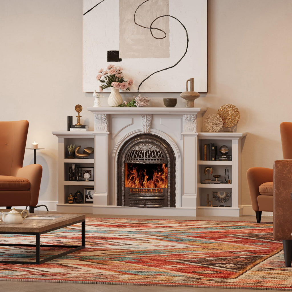 80" Birdcage Electric Fireplace TV Stand with Mantel
