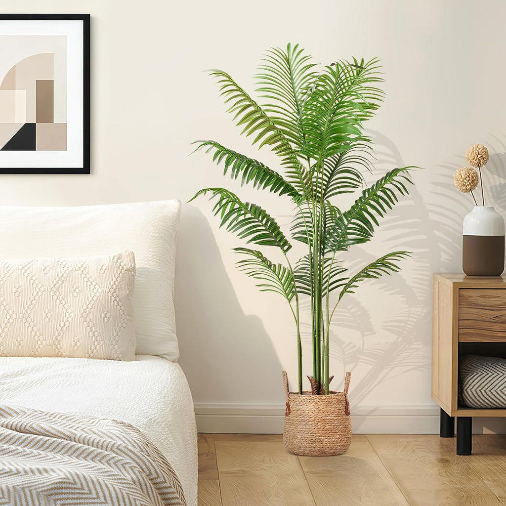 Artificial Palm Tree 5.5FT Tall Fake Tree Nearly Natural Large Tropical Faux Plant Faux Areca Palm Tree with Real