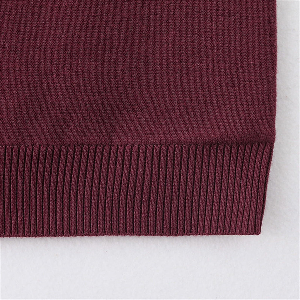 Boys Vest Cotton V Neck Sweater Vest Kids Uniform Sleeveless Sweaters Fall Clothes for Children Wine