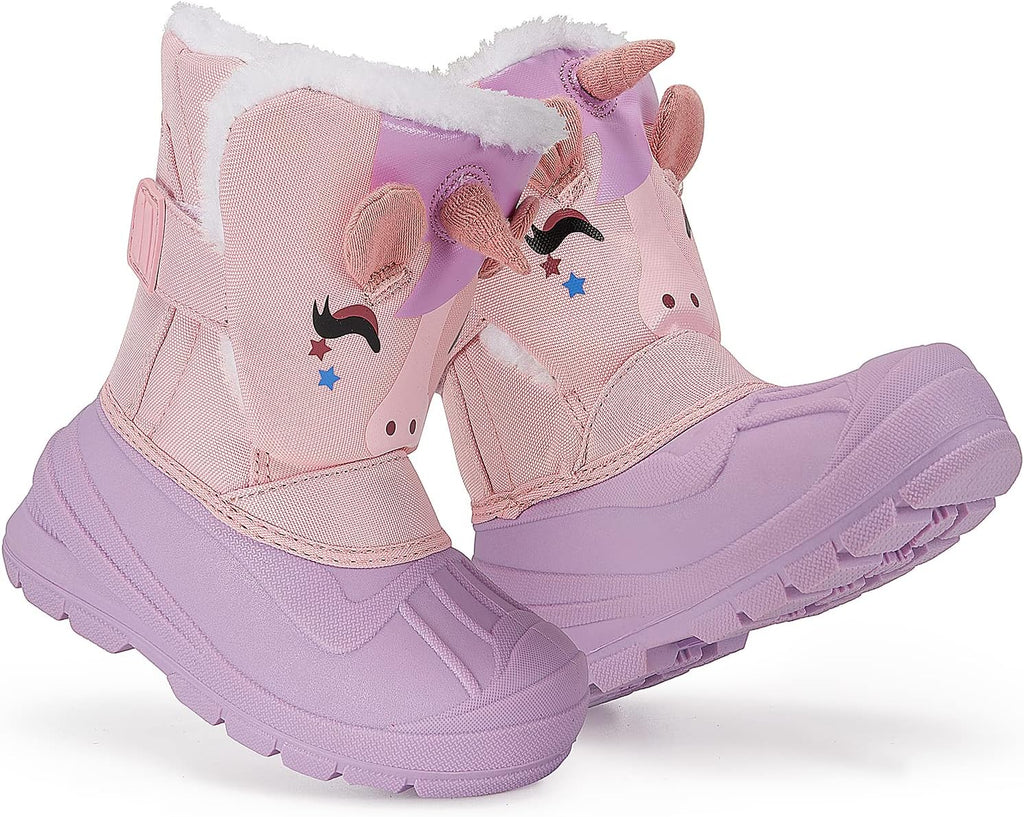 Kids Waterproof Snow Boots Toddler Winter Boots Girl Boy Fur Lined