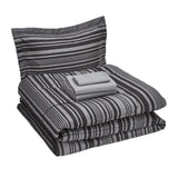 5-Piece Lightweight Microfiber Comforter Set with Sheets, Bed-in-a-Bag, Gray Calvin Striped Bedding, Twin/Twin XL