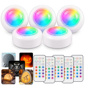 5 Pack Remote Controlled 16-Color RGBW Puck Lights for Bambu Lab