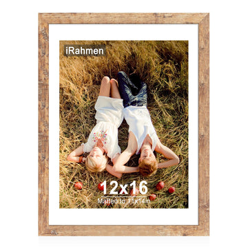 12x16 Picture Frame with HD Tempered Glass, Display Pictures 11x14 with Mat or 12 x 16 Without Mat, Wood Photo Frames