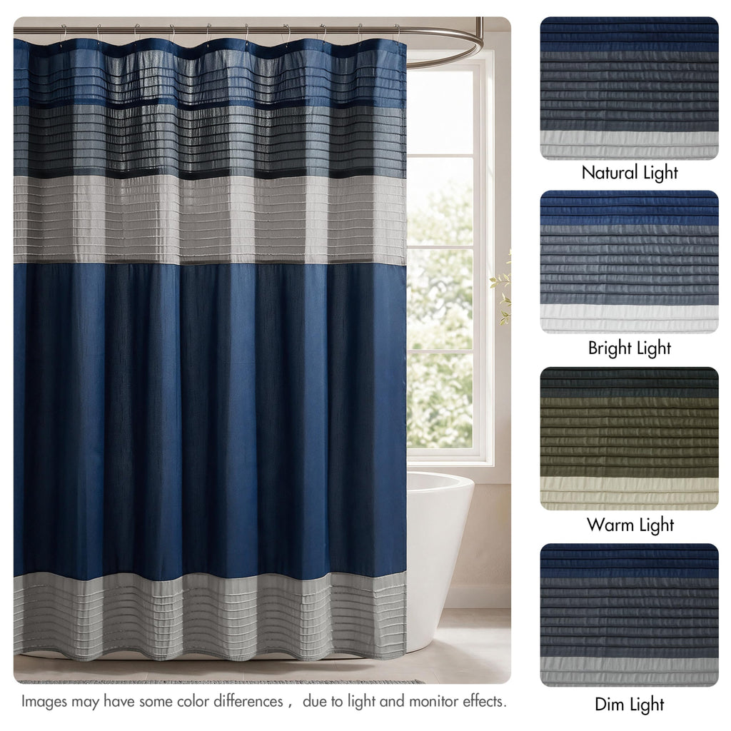 Bathroom Shower Curtain, 72 x 84 Extra Long, Faux Silk, Navy