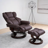 Modern Reclining Lounge Chair and Ottoman — Faux Leather
