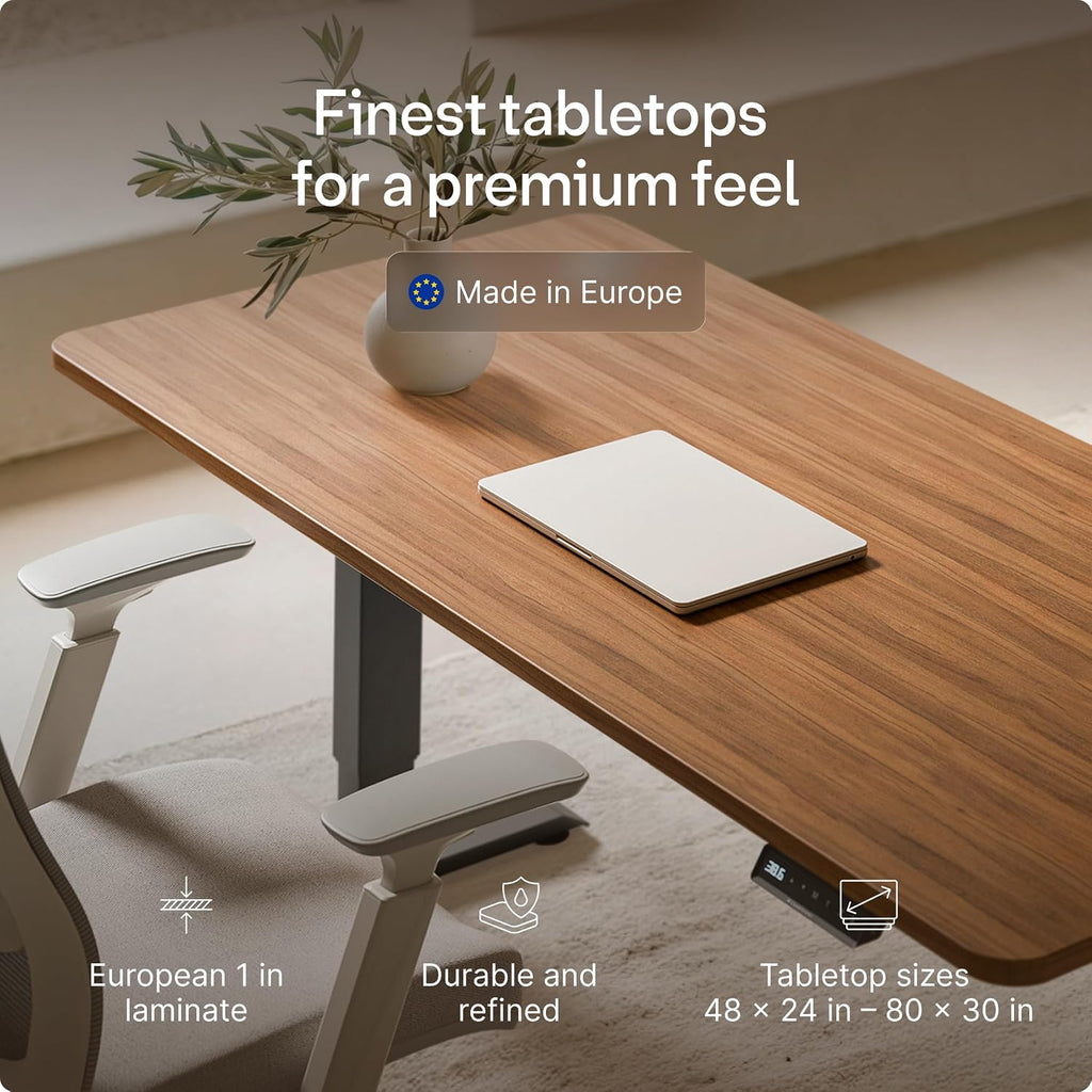 HomePro Standing Desk 60x30 - Made in Europe, Ergonomic Sit Stand Home Office Desk, Electric Height Adjustable, Dual