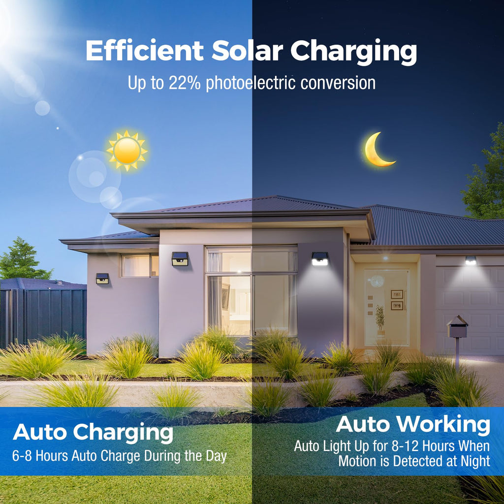 18 Pack/140 LED Solar Lights, Outdoor Waterproof, 3 Lighting Modes, Motion Sensor, Black