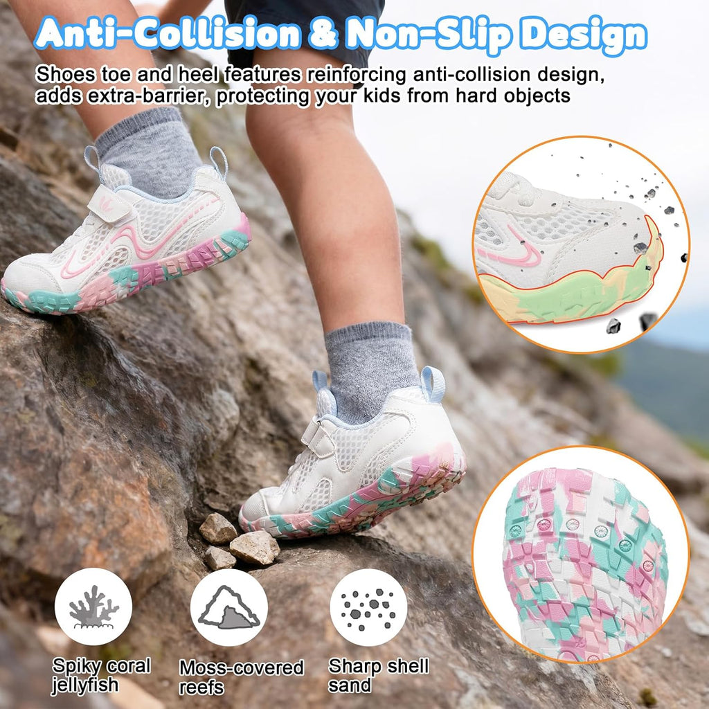 Wide Kids Barefoot Shoes Boys Girls Anti-Slip Kids Sport Sneakers Hiking Shoes Breathable Tennis Sneakers for Little