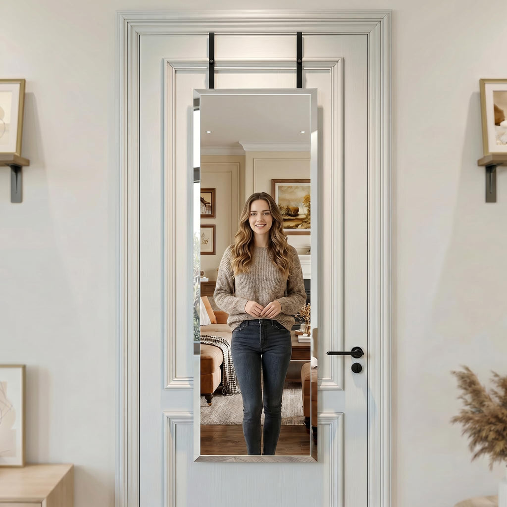 Frameless Door Mirror Full Length, 48x14 Inch Over the Door Mirror