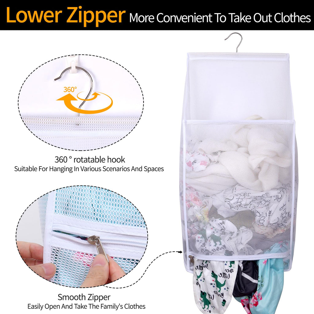 Hanging Collapsible Breathable Mesh laundry bags,Fast Drying Portable Space Saving Laundry Hamper ,Rv Laundry Hamper