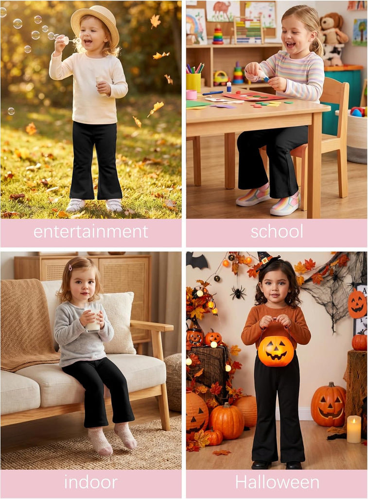 3 Pack Toddler Girls Flare Pants Cotton Soft Flare Leggings Pants